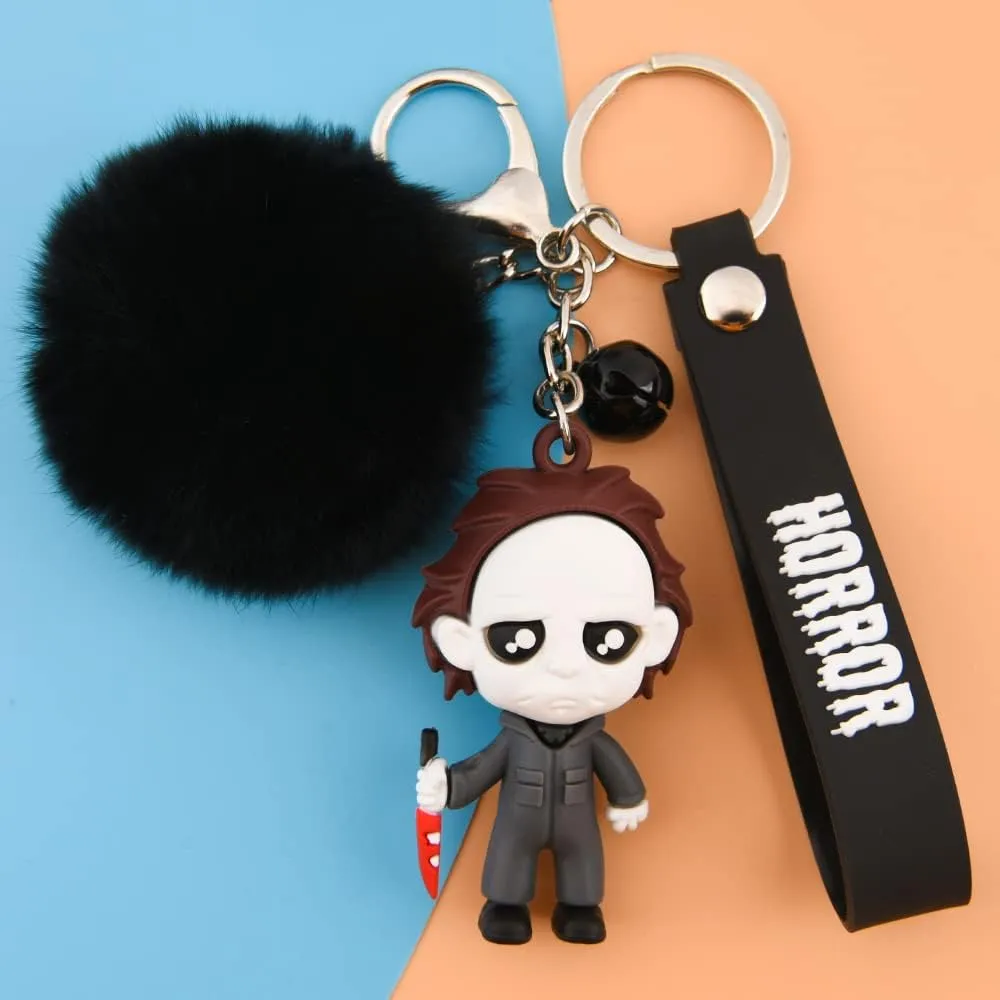Women Men Halloween Keychain Horror Movie Keychains Small Bell for Party Favor