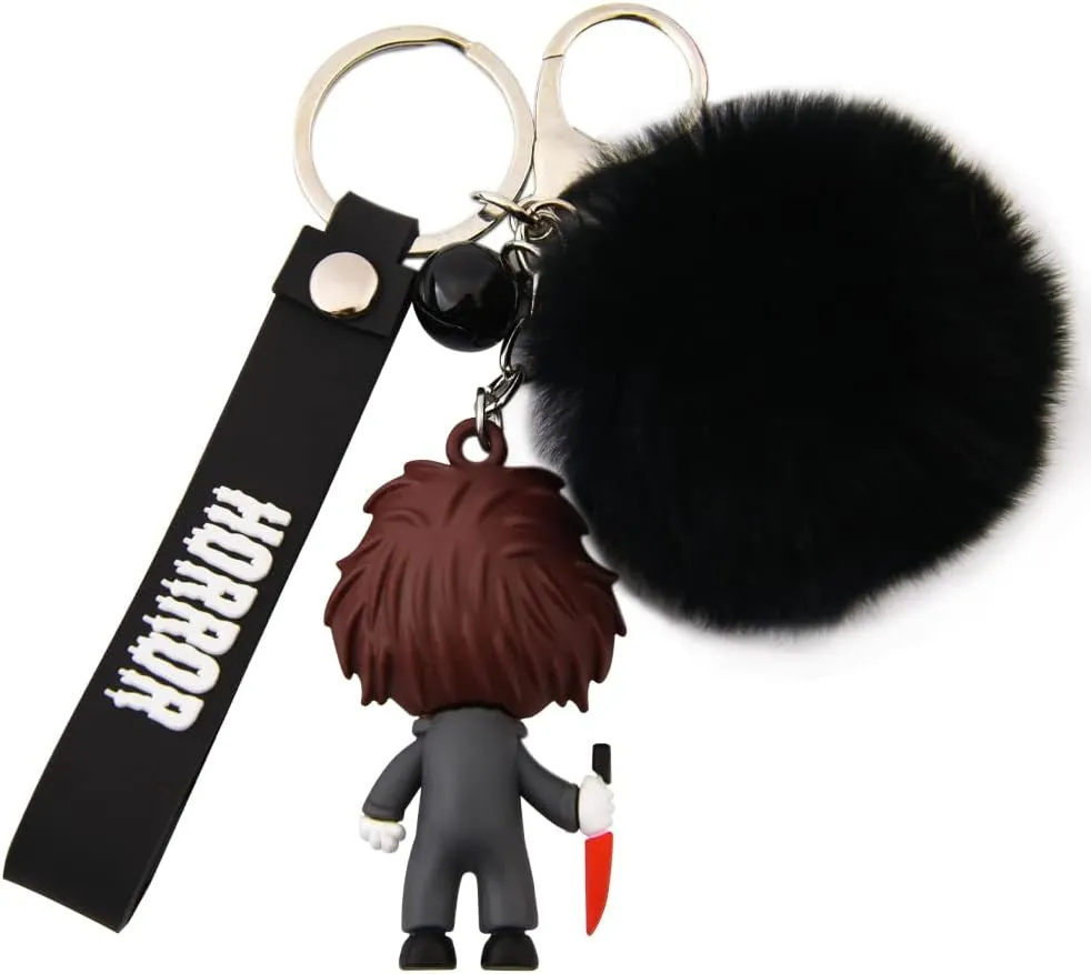 Women Men Halloween Keychain Horror Movie Keychains Small Bell for Party Favor