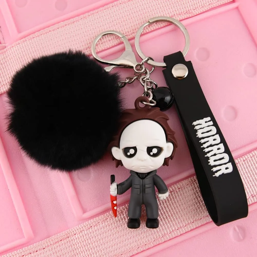 Women Men Halloween Keychain Horror Movie Keychains Small Bell for Party Favor