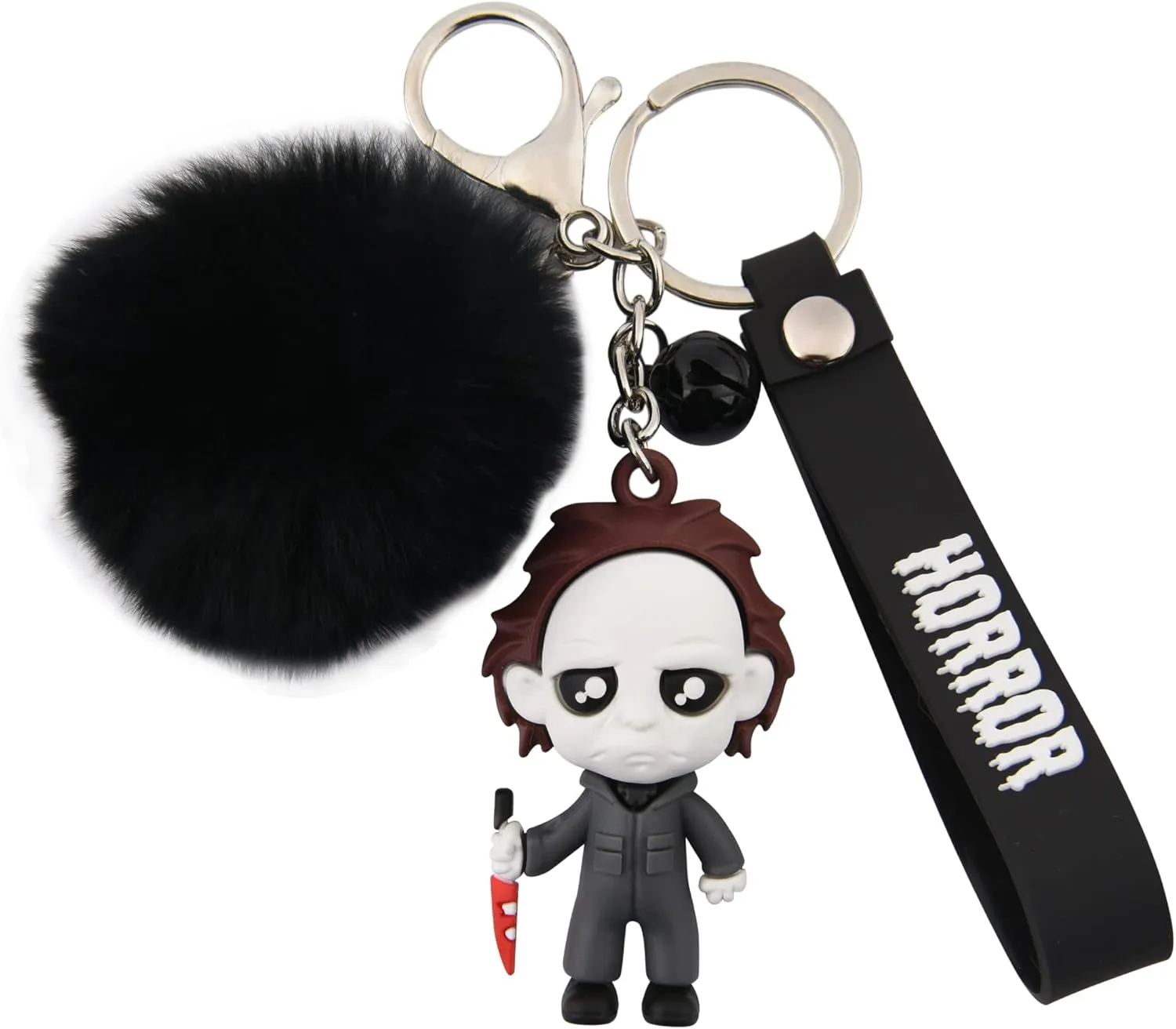 Women Men Halloween Keychain Horror Movie Keychains Small Bell for Party Favor