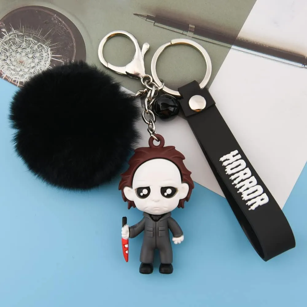 Women Men Halloween Keychain Horror Movie Keychains Small Bell for Party Favor