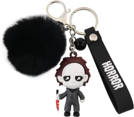 Women Men Halloween Keychain Horror Movie Keychains Small Bell for Party Favor