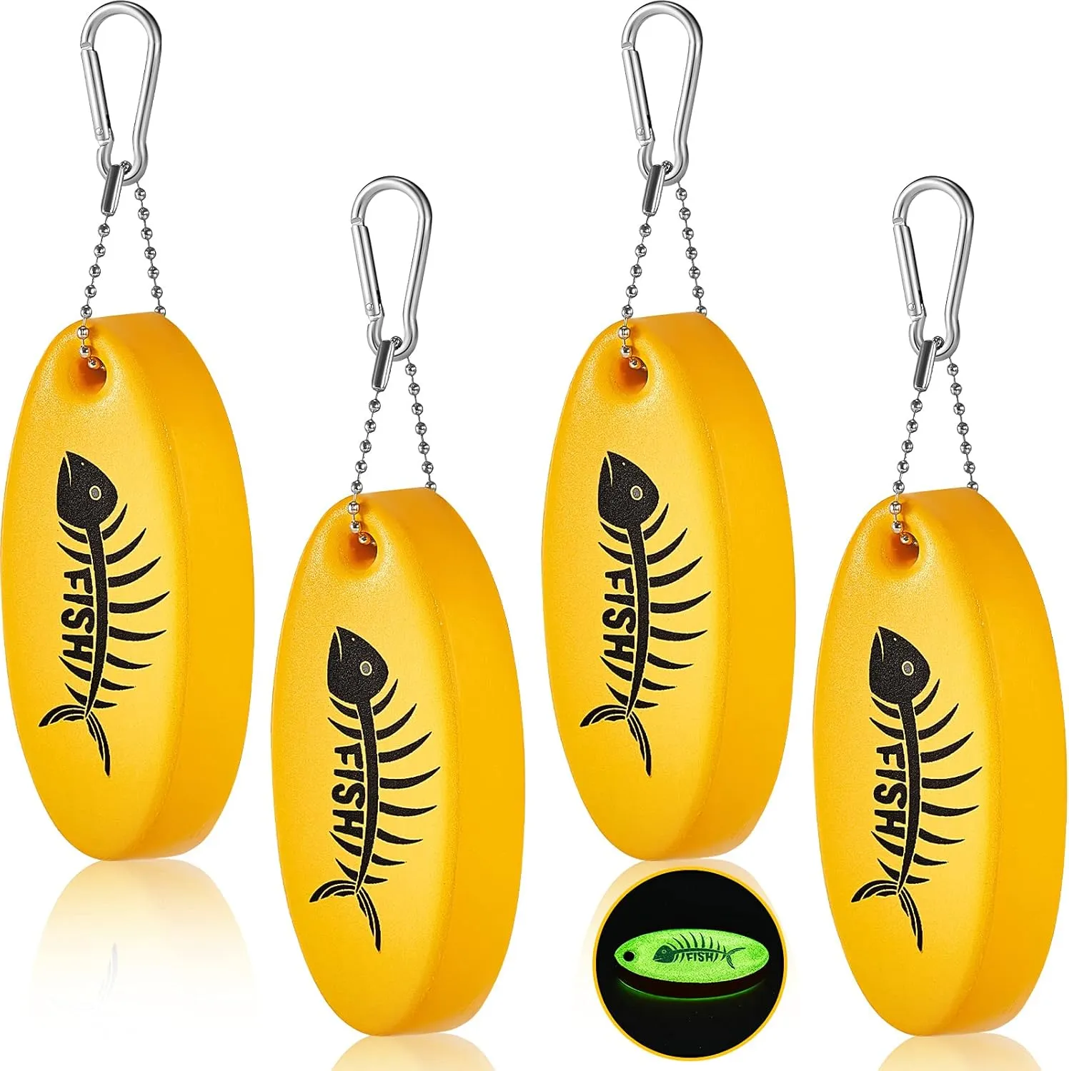 Yaomiao Floating Keychain Oval Shaped Foam Floating Key Ring Glow in The Dark Foam for Golf Cart Boating Fishing Outdoor