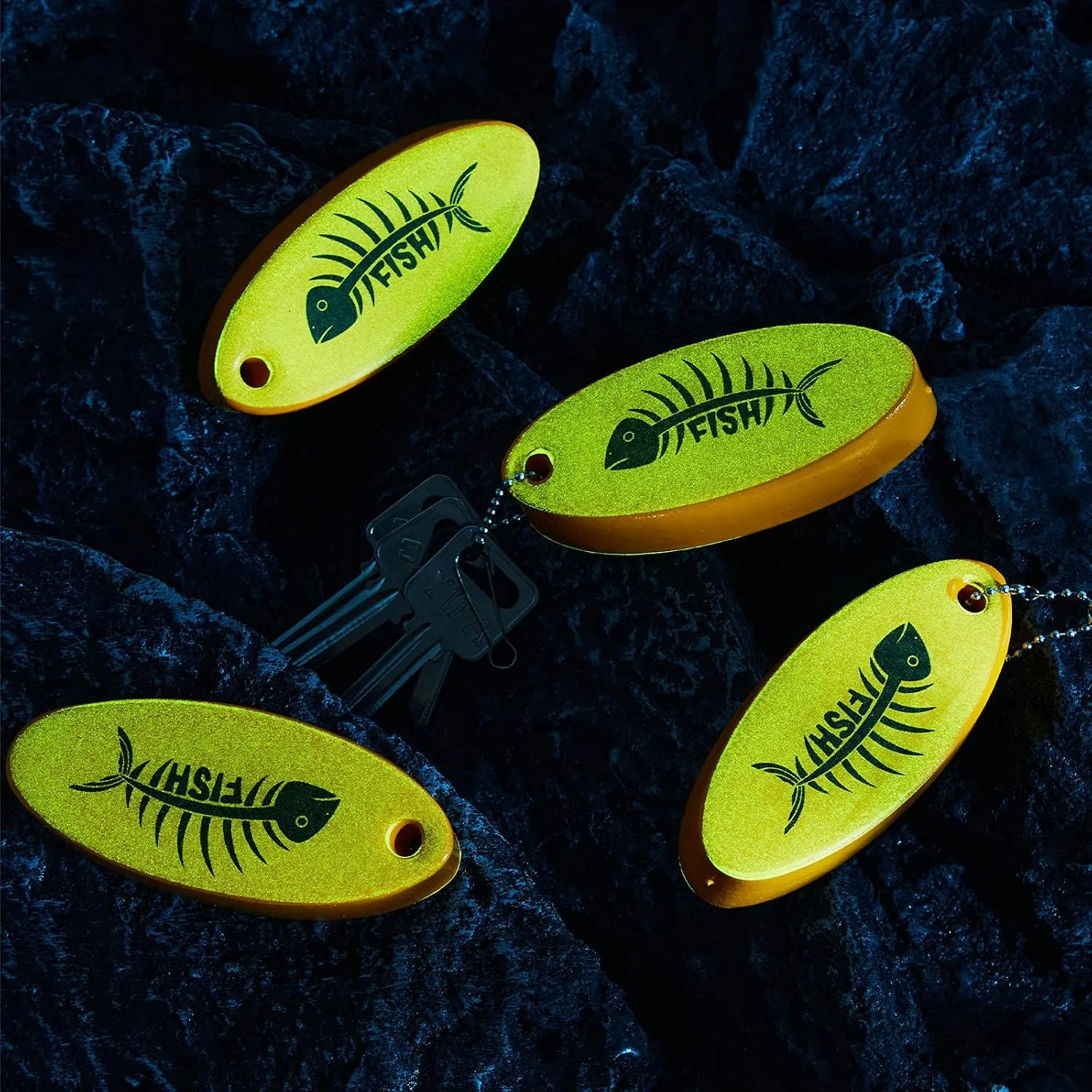 Yaomiao Floating Keychain Oval Shaped Foam Floating Key Ring Glow in The Dark Foam for Golf Cart Boating Fishing Outdoor